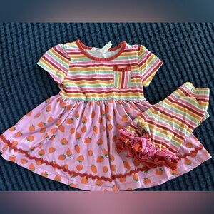 Matilda Jane shorts set, spring fling ruffle shorties, berry sweet tunic, size 4